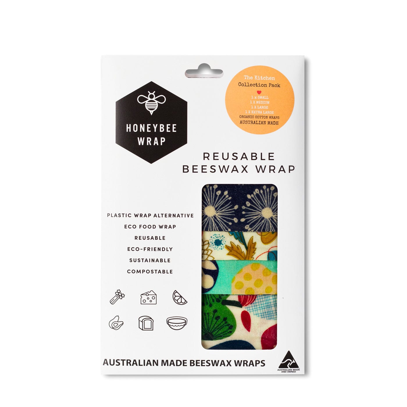 Reusable Beeswax Wraps - Kitchen Collection 4 Pack