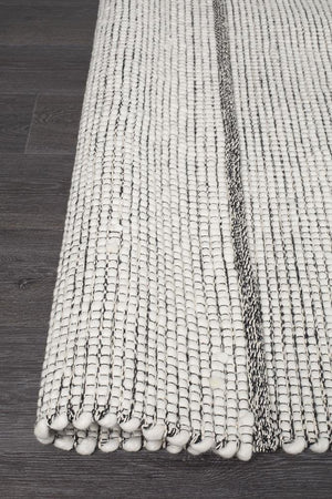 Evoke Black wool rug — detail shot showing rich black colourway