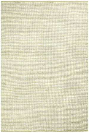 Evoke Pistachio rug — top-down flat lay showing earthy green flatweave texture