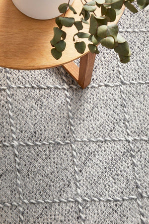Noah wool rug styled in a Scandi-inspired living room