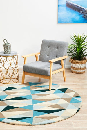 Atic Pure Wool 901 Turquoise Round Rug