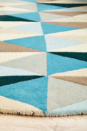 Atic Pure Wool 901 Turquoise Round Rug