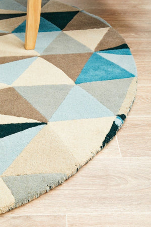 Atic Pure Wool 901 Turquoise Round Rug