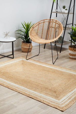 Byron 111 Natural rug — top-down flat lay showing stripe and chevron braided pattern
