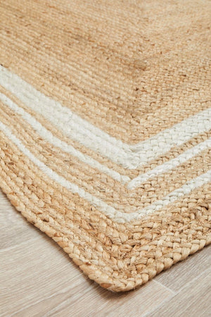 Byron 111 Natural jute rug — side angle showing 8mm braided pile construction