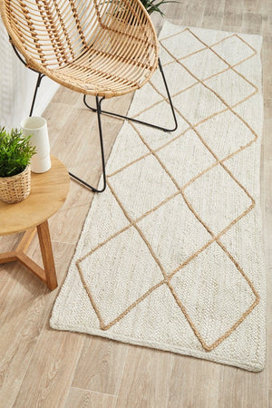 Byron 222 White Runner jute rug — lifestyle shot in hallway setting