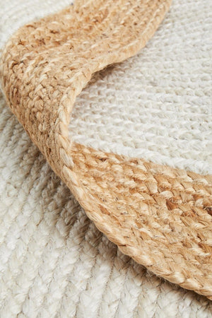 Byron 333 White Natural jute rug — eco-friendly hand-braided construction detail