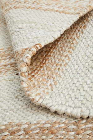 Byron 555 Natural White jute rug — eco-friendly hand-braided construction detail
