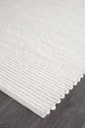 Evoke Grey flatweave rug — close-up of felted wool weave detail