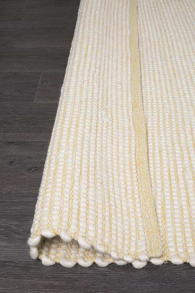 Evoke Yellow wool rug — detail shot showing sunny yellow colourway