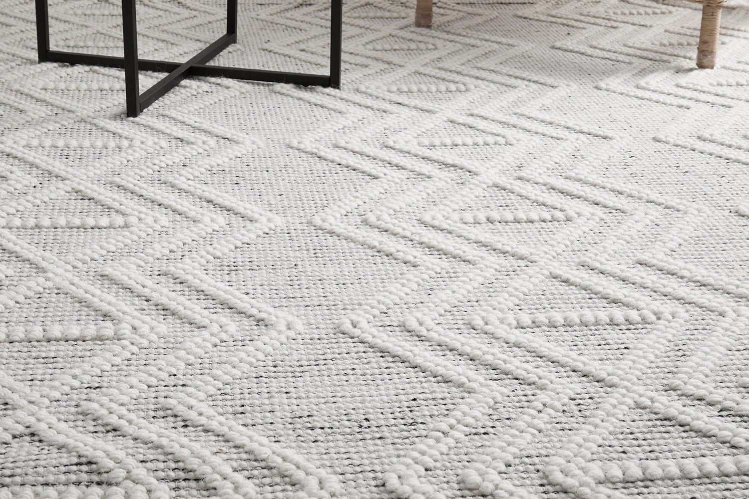 Clara wool rug — landscape lifestyle image, coastal interior style