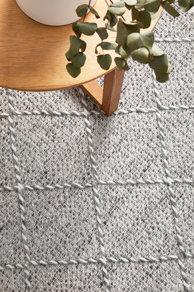 Noah wool rug styled in a Scandi-inspired living room