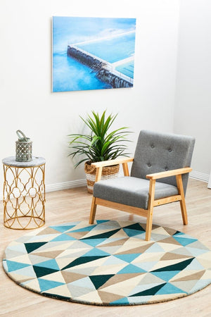 Atic Pure Wool 901 Turquoise Round Rug
