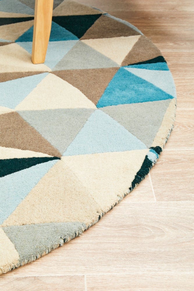 Atic Pure Wool 901 Turquoise Round Rug