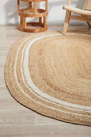 Byron 111 Natural Oval rug — top-down view showing oval shape and braided pattern