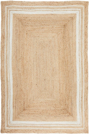 Byron 111 Natural rug styled in a minimalist living room with timber floors