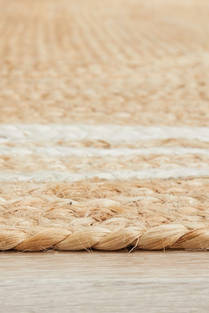 Byron 111 Natural jute rug — detail shot of stripe and chevron braid pattern