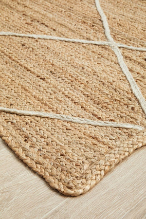 Byron 222 Natural jute rug — side angle showing 8mm braided pile