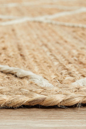 Byron 222 Natural jute rug — detail shot of braided jute pattern