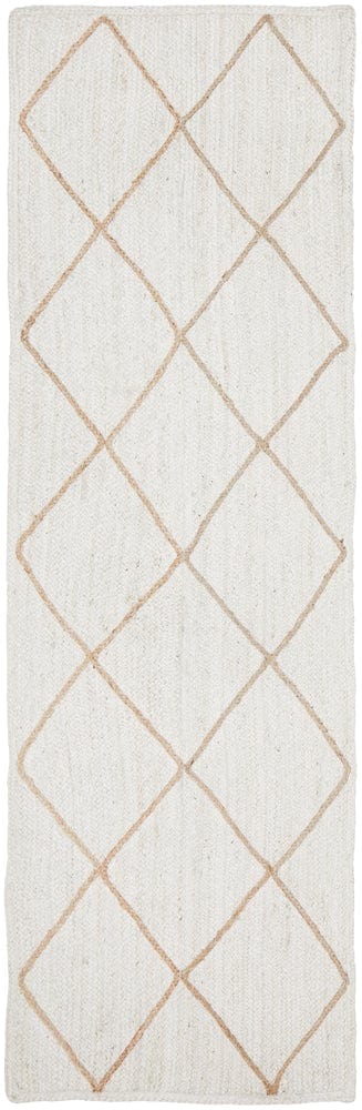 Byron 222 White rug — product shot on white background showing full braided pattern