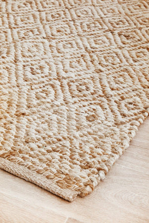 Byron 444 Natural jute rug — side angle showing 8mm braided pile construction