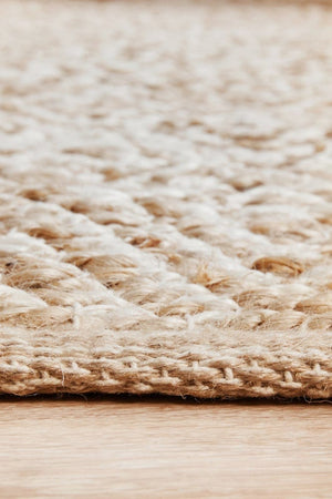 Byron 444 Natural jute rug — detail shot of braided jute construction