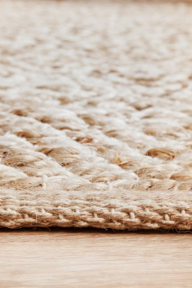 Byron 444 Natural jute rug — detail shot of braided jute construction