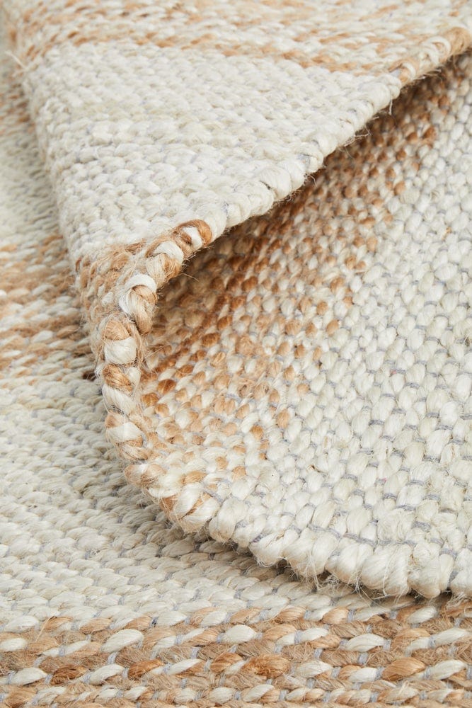 Byron 555 Natural White jute rug — eco-friendly hand-braided construction detail