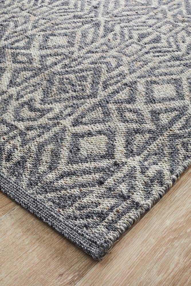 Sammy handwoven rug — close-up of trellis and diamond weave detail