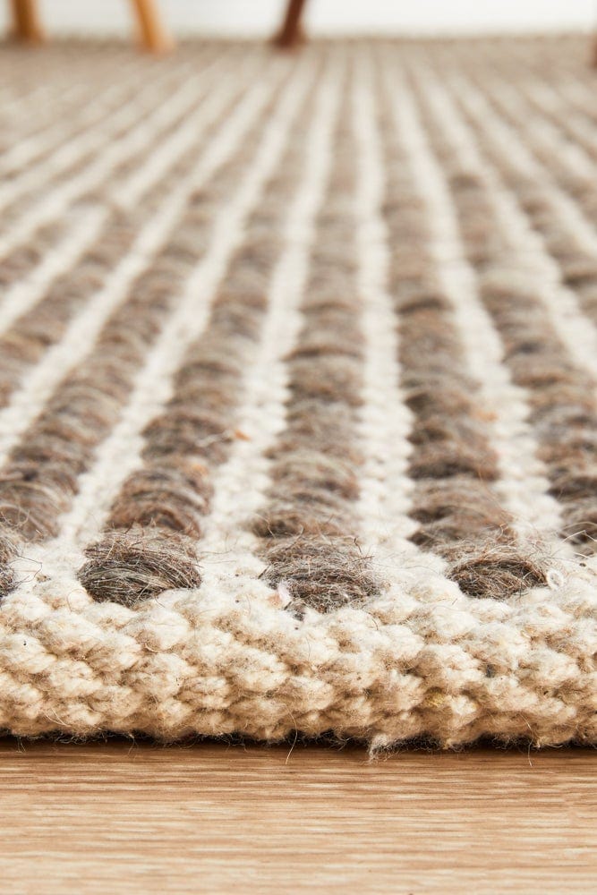 Navia brown flatweave rug — full product shot on white background