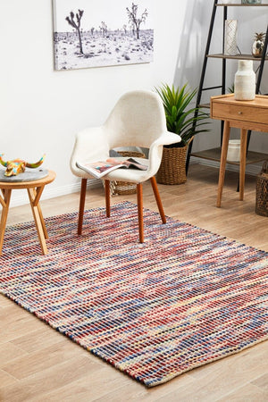 Navia Multi rug — top-down flat lay showing multi-colour flatweave pattern