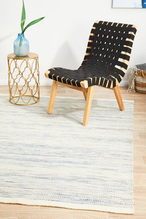 Navia Blue flatweave rug — close-up of blue wool weave detail