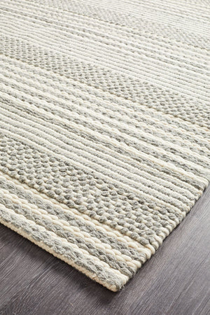 Navia 340 Silver flatweave rug — close-up of hand-knotted wool weave detail